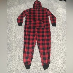 Torrid Red & Black Buffalo Plaid Sleep Hooded Onesie Super Soft
